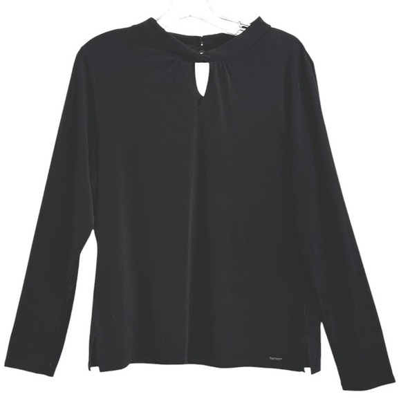 Calvin Klein Tops - Calvin Klein Blouse Women Black Twisted Mock Neck Long Sleeve Capsule Wardrobe L